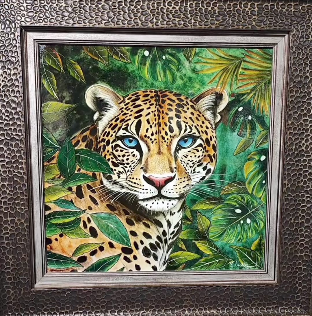 40×40 Cm Çini Karo Leopar Tablo